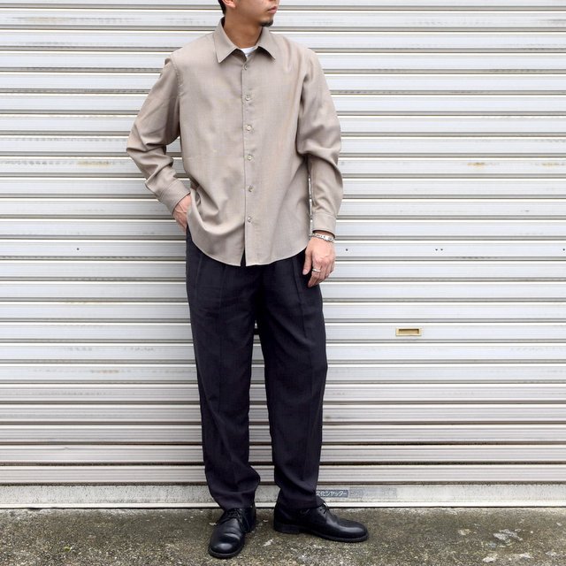 山内 (やまうち)/ ノーミュールシングメッシュウールシャツ -SAND BEIGE- #21142／acoustics Men's