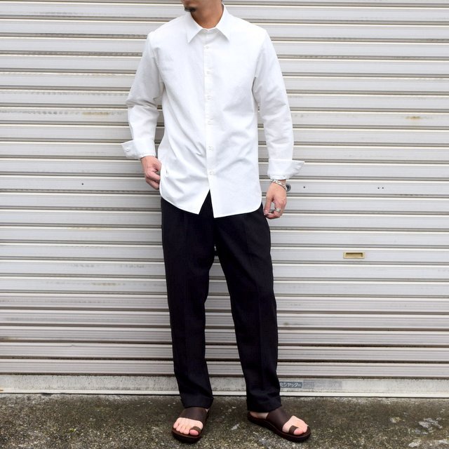 山内 (やまうち)/ 有松塩縮加工コットンリネンシャツ -WHITE- #YC41／acoustics Men's