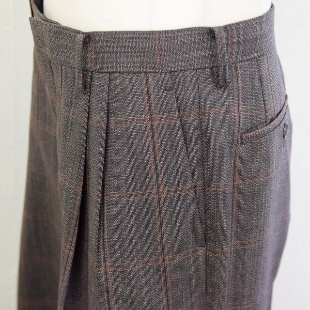 BLUEFACED WOOL CHECK WIDE SLACKS