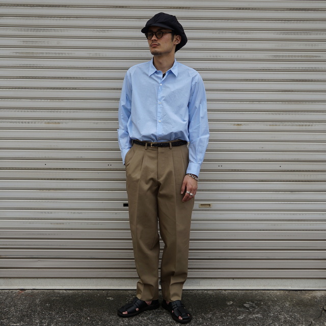 HEUGN/ GEORGE 2PLEATED TROUSERS サンドベージュ-