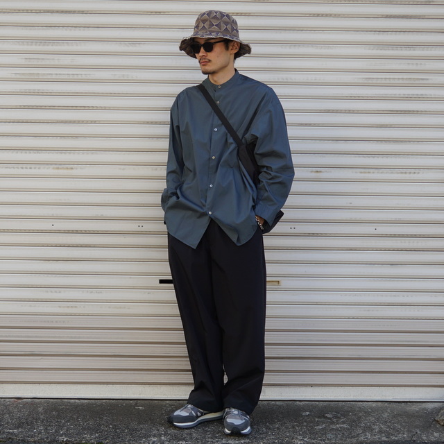 グラフペーパー Oversized Band Collar Shirt-