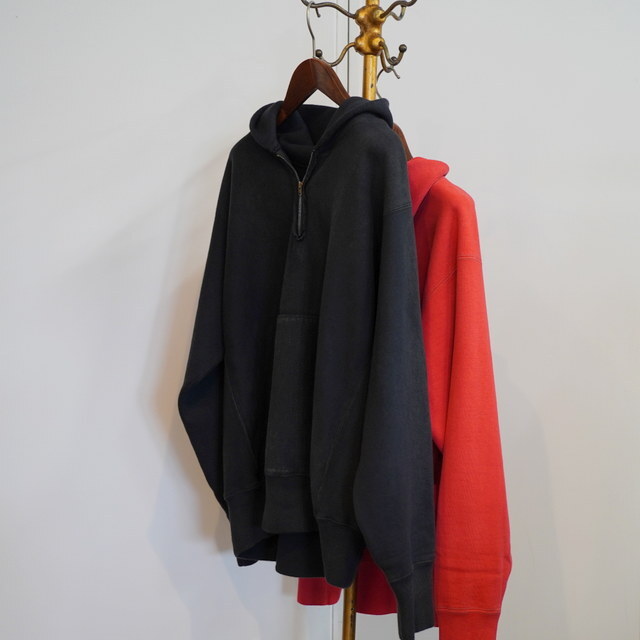 (24aw) A.PRESSE(A vbZ)/ Vintage Half Zip Sweat Hoodie -BLACK,RED- #24AAP-05-07K(6)