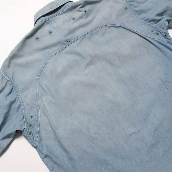 BOWWOW(oEE) / PAINT STAINED CHAMBRAY SHIRT, VENT HOLES -AGED INDIGO- #BW252-PSCSV(6)