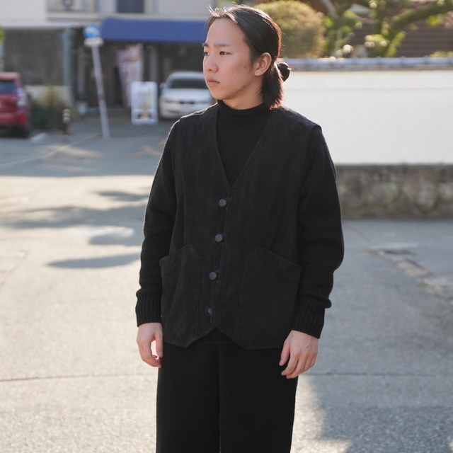 �y26SS�zCCU(�V�[�V�[���[)/ CHIMAYO VEST -BLACK- #V-11-C-SUEDE-5(6)