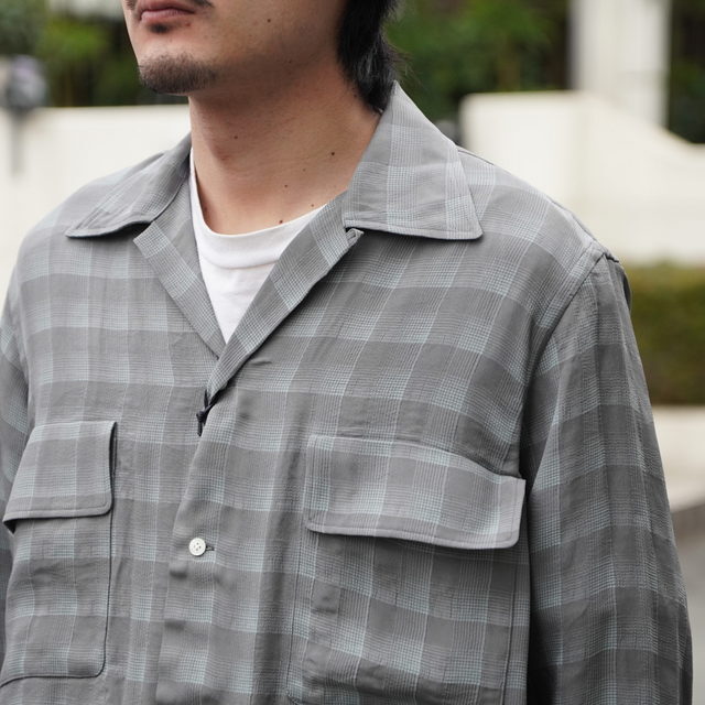 �y26SS�z YOKE(���[�N)/ Jacqard Plaid Open Collar Shirt -ORANGE,GRAY- #YK26SS01197SH(6)