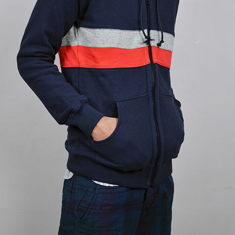 THIS IS NOT A POLO SHIRT.(fBXCYmbgA|Vc) PANEL STRIPE ZIP HOODIE -(77)navy-(7)