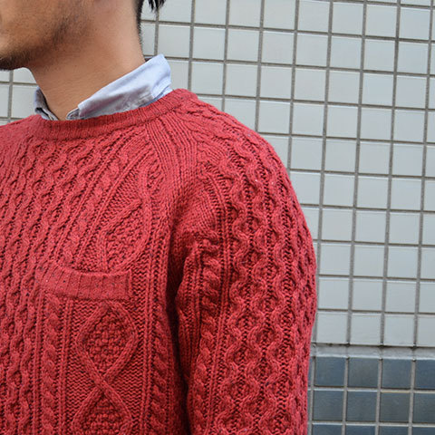 SATURDAYS SURF NYC(T^f[YT[t NYC) Keith Cable Knit -Brick- (7)