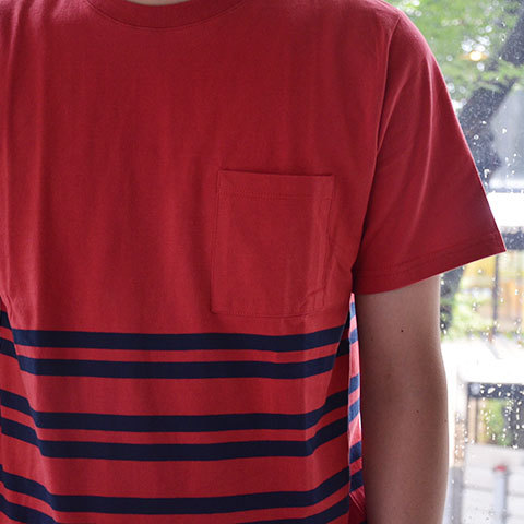 【30% off sale】SATURDAYS SURF NYC(サタデーズサーフ NYC) Randall City Stripe CUT AND SEW -RED- (7)