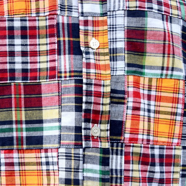 is-ness(CYlX)/ PATCHWORK CHECK SHORT SLEEVES SHIRT -RED CHECK-(7)