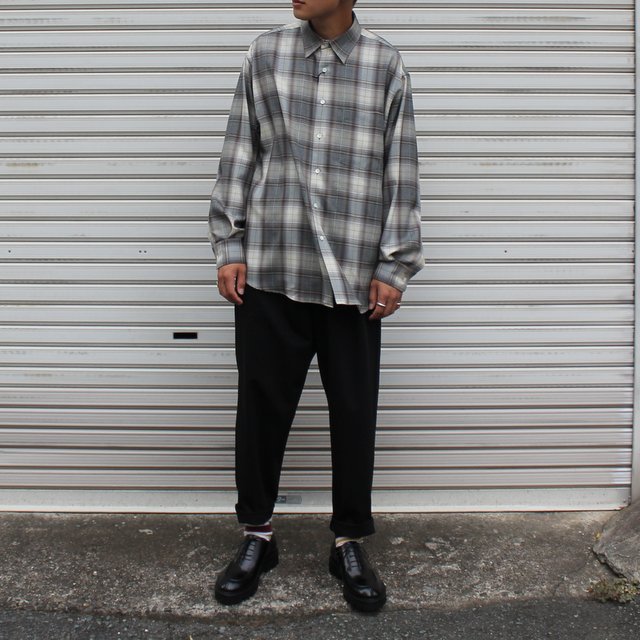 Auralee SUPER LIGHT WOOL CHECK SHIRTS