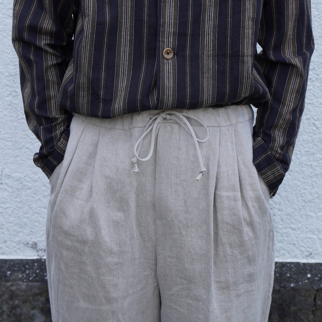[30%OFF] FRANK LEDER(フランクリーダー)/FABRIC WASHED LINEN DRAWSTRING 2TUCK TROUSERS ‐2COLOR- #0513011(7)
