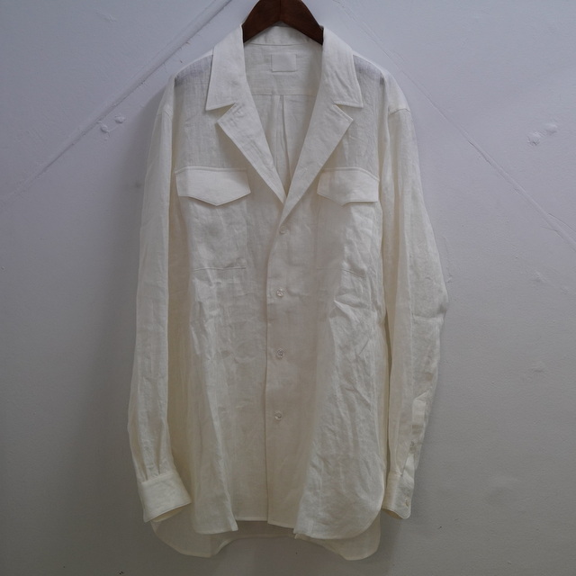 山内 (やまうち)/ションヘルリネンツイル・テーラードカラーシャツ -WHITE,BLACK- #23142(7)