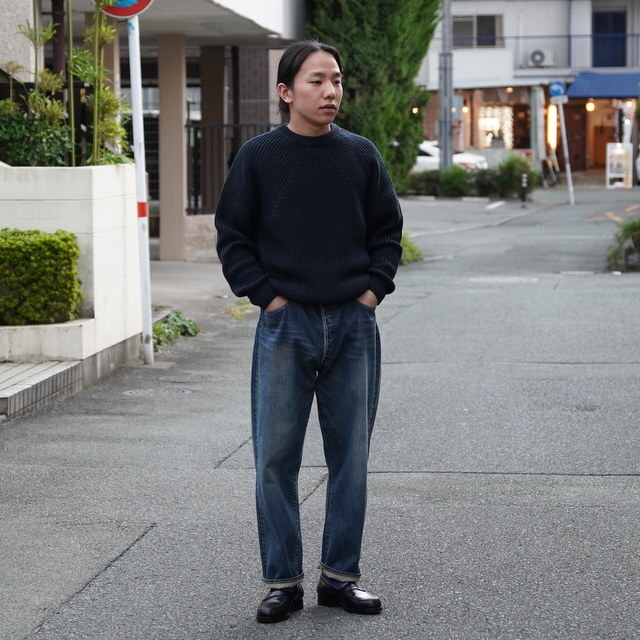 y25AWzBATONER(ogi\) / SIGNATURE CREWNECK KNIT - DARK GREEN~NAVY, CHARCOAL BLUE, BLACK- #BN-25FM-038(7)