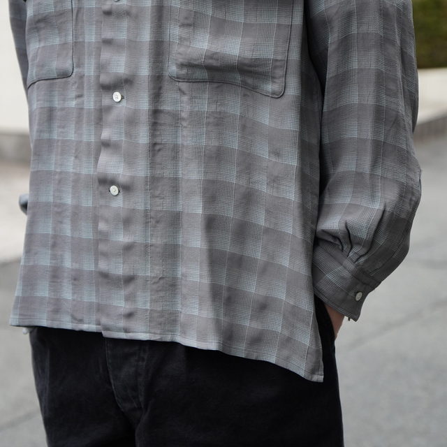 �y26SS�z YOKE(���[�N)/ Jacqard Plaid Open Collar Shirt -ORANGE,GRAY- #YK26SS01197SH(7)