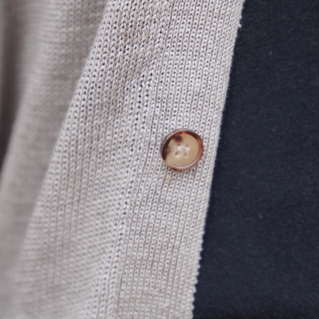 �y26SS�zBATONER(�o�g�i�\) / WASHED HIGH COUNT LINEN V NECK CARDIGAN -CHARCOAL,NATURAL- #BN-26SM-021(7)