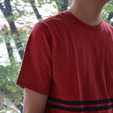 【30% off sale】SATURDAYS SURF NYC(サタデーズサーフ NYC) Randall City Stripe CUT AND SEW -RED- (8)