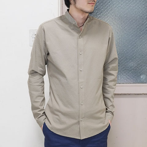 【50% OFF SALE】THE ESSENCE(エッセンス) COTTON SHIRT WITH DOUBLE COLLAR -(82)BEIGE- (8)