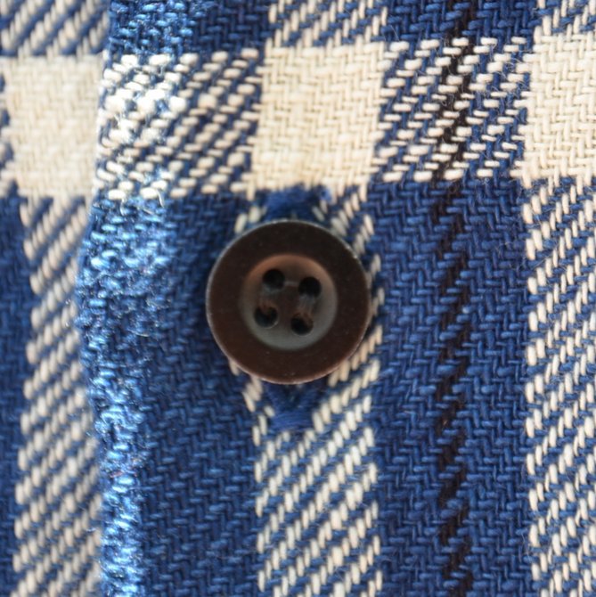 y40% off salezWHITE LINE(zCgC) WL Indigo Check Open Collar S/S Shirt-blue black-(8)