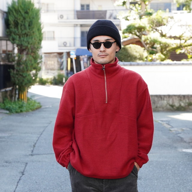  [24AW] YOKE([N)/ WOOL FREECE HALF ZIP PULLOVER -RED,BLACK- #YK24FW0801B(8)