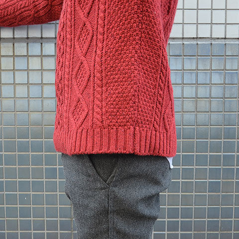 SATURDAYS SURF NYC(T^f[YT[t NYC) Keith Cable Knit -Brick- (9)