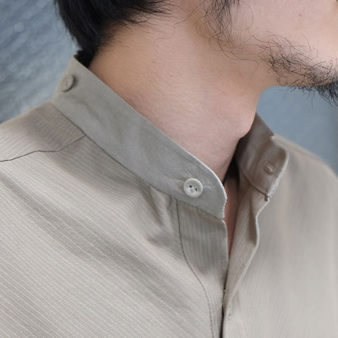 【50% OFF SALE】THE ESSENCE(エッセンス) COTTON SHIRT WITH DOUBLE COLLAR -(82)BEIGE- (9)