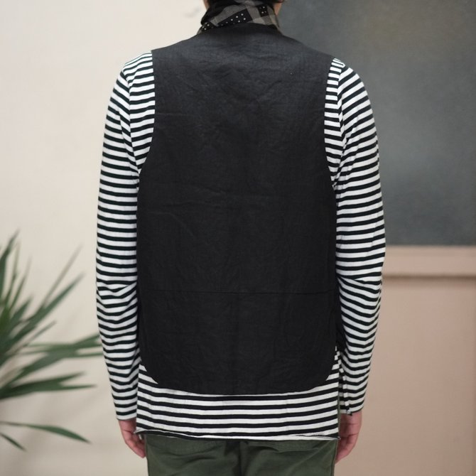 SUBTLE(T[g) Crew Neck Zip Up Vest Linen - Black #CRZIPVEST-LI-BK(9)