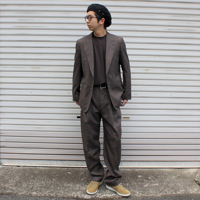 BLUEFACED WOOL CHECK WIDE SLACKS