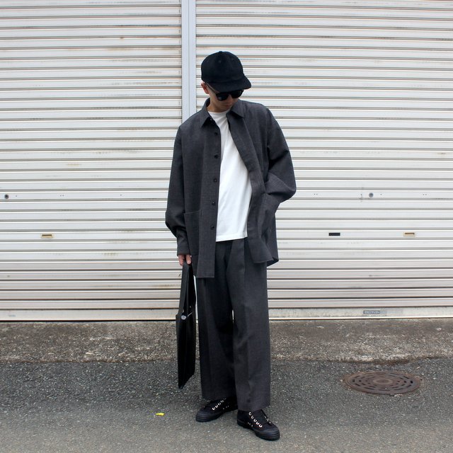 stein(シュタイン)/ BELTED WIDE STRAIGHT TROUSERS -CHARCOAL- #ST283／acoustics  Men's