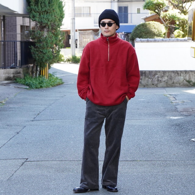  [24AW] YOKE([N)/ WOOL FREECE HALF ZIP PULLOVER -RED,BLACK- #YK24FW0801B(9)