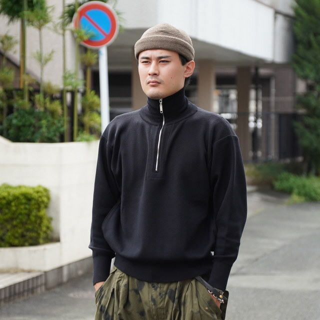  Olde H&Daughter(I[hGC`Ahh[^[)/ WOOL KNIT TRACK HALF ZIP -2color- #BK085(9)