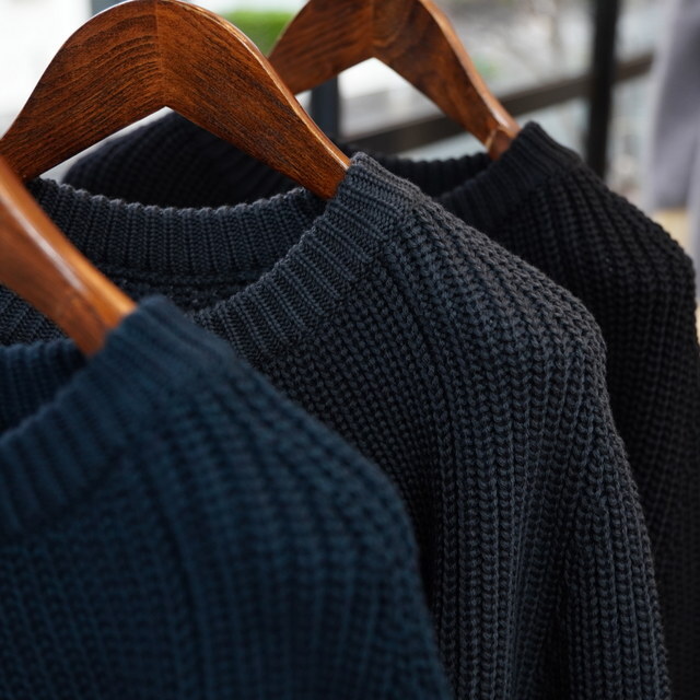 y25AWzBATONER(ogi\) / SIGNATURE CREWNECK KNIT - DARK GREEN~NAVY, CHARCOAL BLUE, BLACK- #BN-25FM-038(9)