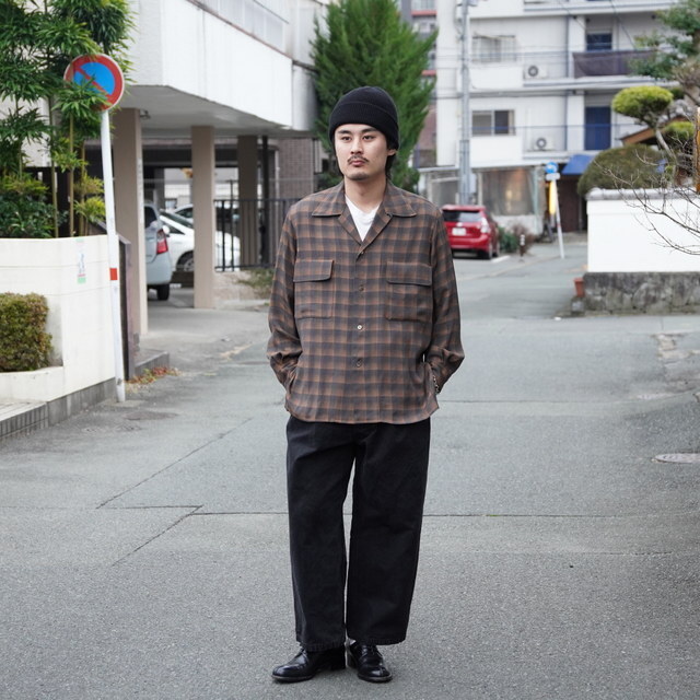 �y26SS�z YOKE(���[�N)/ Jacqard Plaid Open Collar Shirt -ORANGE,GRAY- #YK26SS01197SH(9)