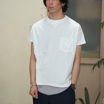 Cal Cru(カルクルー) C/N S/S RELAXED FIT反応染め(MADE IN USA)  -WHITE-