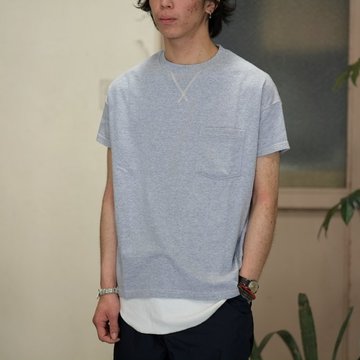 Cal Cru(カルクルー) C/N S/S RELAXED FIT反応染め(MADE IN USA)  -GRAY-