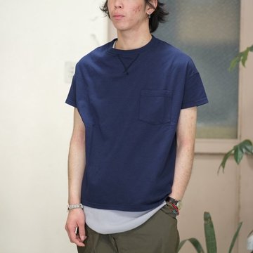 Cal Cru(カルクルー) C/N S/S RELAXED FIT反応染め(MADE IN USA)  -NAVY-