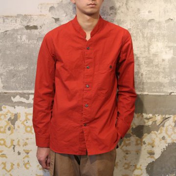 Honor gathering(オナーギャザリング) crispy horse cloth napoleon collar shirt -pompei red- #17AW-S02