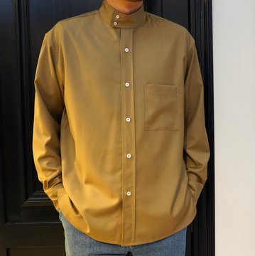 【40% off sale】 Cristaseya(クリスタセヤ)/Oversized high collar mao shirt -Taupe- #06NC-CW-TA