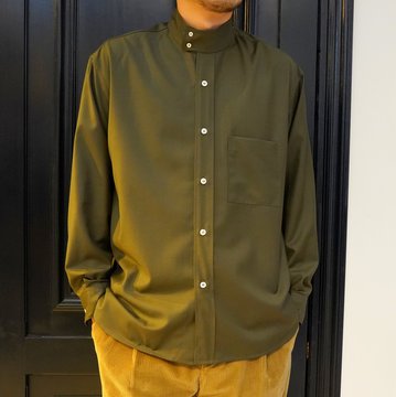 【40% off sale】 Cristaseya(クリスタセヤ)/Oversized high collar mao shirt -Khaki- #06NC-CW-KH