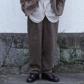 [30%OFF] FRANK LEDER(フランクリーダー)/FABRIC WASHED LINEN DRAWSTRING 2TUCK TROUSERS ‐2COLOR- #0513011