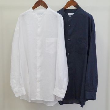 Graphpaper (グラフペーパー)/ Linen L/S Oversized Band Collar Shirt -2color- #GM232-50062B