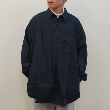 【23AW】Graphpaper (グラフペーパー)/ GARMENT DYED SUVIN TYPEWRITER OVERSIZED SHIRT -NAVY- #GM233-50072
