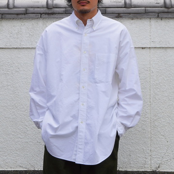 【23AW】Graphpaper (グラフペーパー)/ Oxford Oversized B.D Shirt -WHITE&GRAY- #GM233-50021B