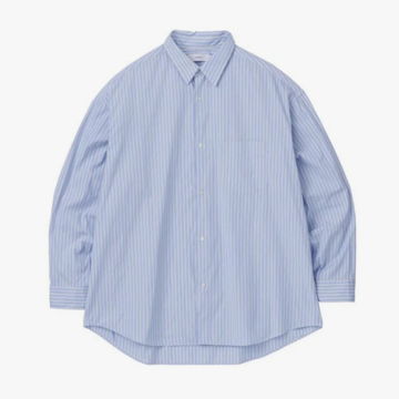 Graphpaper (グラフペーパー)/ CANCLINI L/S Oversized Regular Collar Shirt -BLUE STRIPE- #GM234-50100