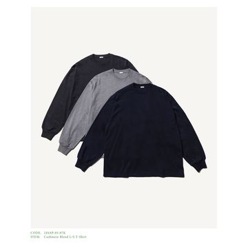 (24ss) A.PRESSE(ア プレッセ)/ Cashmere Blend L/S T-Shirt -NAVY- #24SAP-05-07K