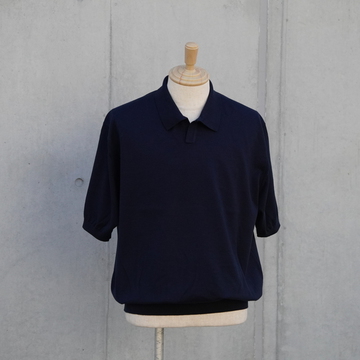 【24SS】 HERILL(ヘリル)/ Cotton Polo S/S -NAVY- #24-011-HL-8310-1