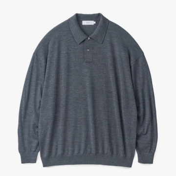 y24AWzGraphpaper (Oty[p[)/ High Gauge Knit Oversized L/S Polo -GRAY,BLACK- #GM243-80315B