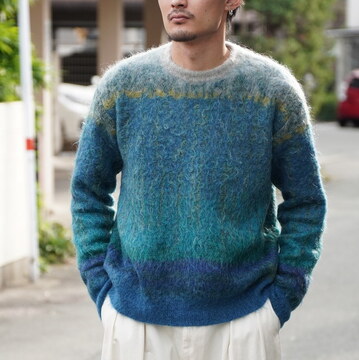  [25SS] YOKE([N)/ TREE JACQUARD MOHAIR SWEATER -GREEN- #YK25SS0959S