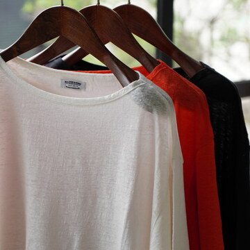 y25SSzMAATEE&SONS(}[eB[AhTY)/ LINEN S/SLEEVE BOAT TEE -WHITE,ORANGE,BLACK- #MT5103-0812