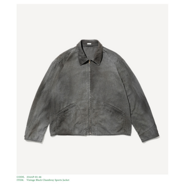 [25AW] A.PRESSE(A vbZ)/ Vintage Black Chambray Sports Jacket -BLACK- #25AAP-01-46