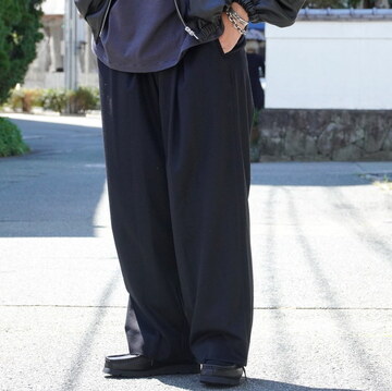 [25AW]ssstein(V^C)/ W/CA BEAVER EASY WIDE TROUSERS -BLACK- #ST1265